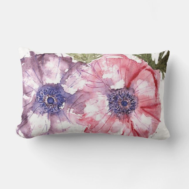 Watercolor flowers lumbar cushion (Front)