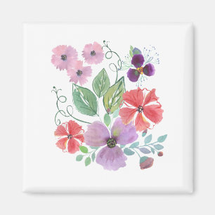 Watercolor, flowers. magnet