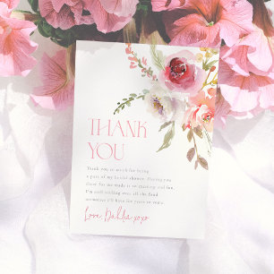 Watercolor Flowers Modern Bridal Shower Thank You Card