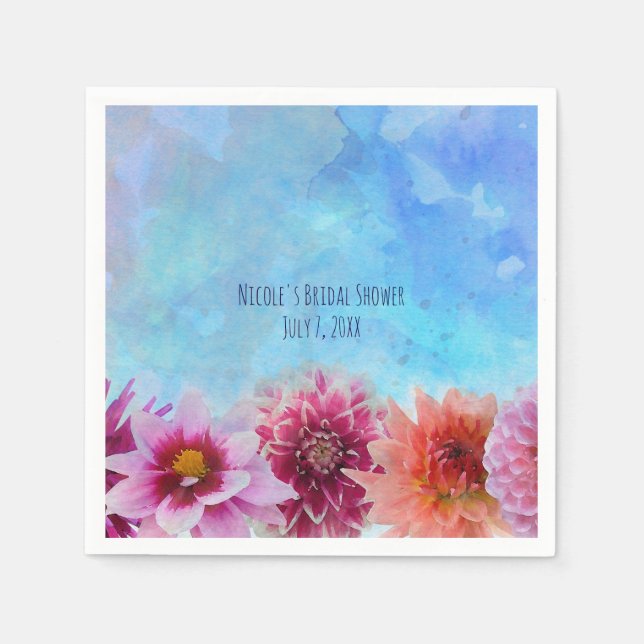 Watercolor Flowers Modern Floral Bridal Shower Napkin (Front)