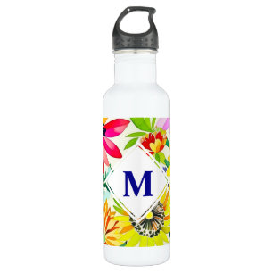 Watercolor Flowers Monogrammed  710 Ml Water Bottle