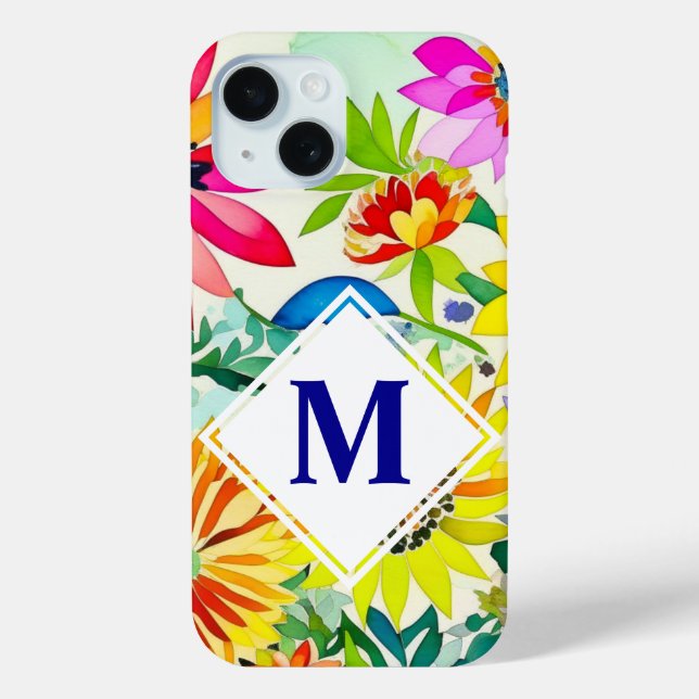 Watercolor Flowers Monogrammed  Case-Mate iPhone Case (Back)