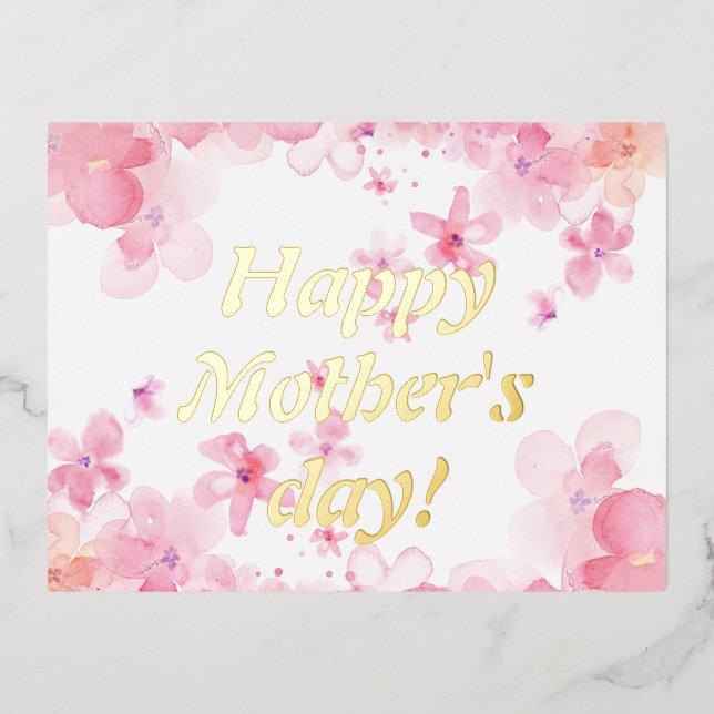  Watercolor flowers mother day Foil Holiday Postcard (Front)