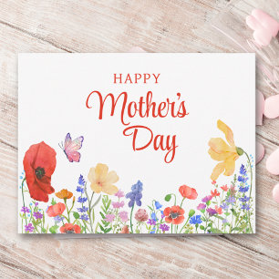 Watercolor flowers Mother's Day postcard