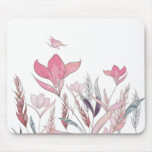 Watercolor flowers mouse pad (Front)