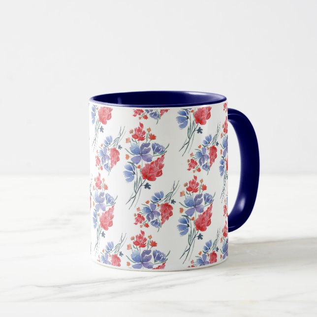 Watercolor, flowers. mug (Front Right)