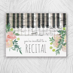 watercolor flowers music recital invitation