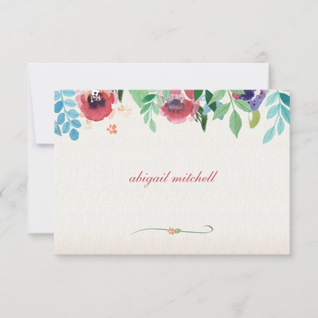 Watercolor Flowers Note Card (Front)