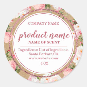 Watercolor flowers on kraft paper labels