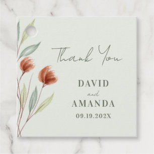 Watercolor Flowers Pastel Green Favour Tags