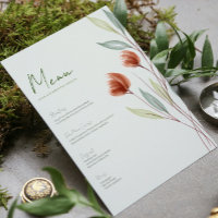 Watercolor Flowers Pastel Green Menu