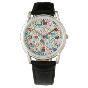 Watercolor Flowers Pattern-67666 Watch