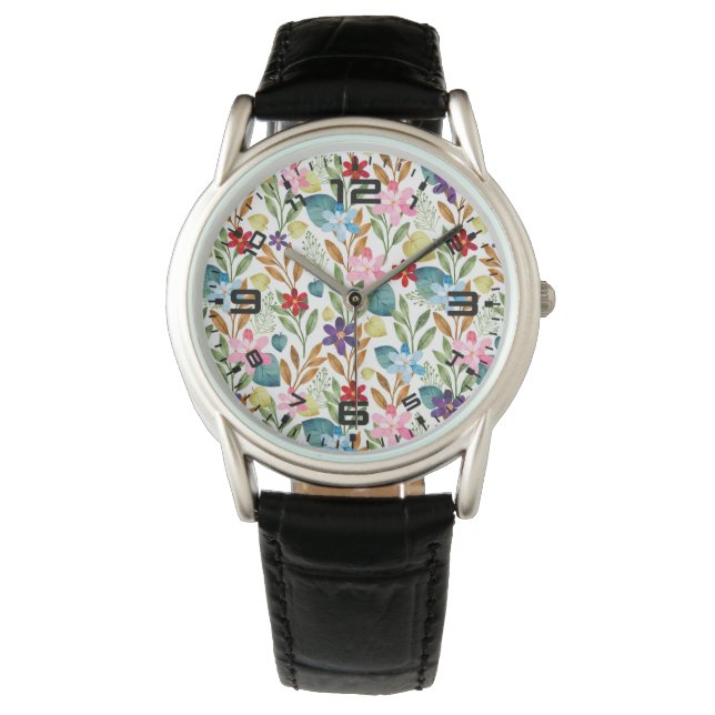 Watercolor Flowers Pattern-67666 Watch (Front)