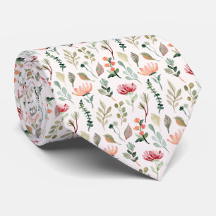 Watercolor Flowers Pattern Tie