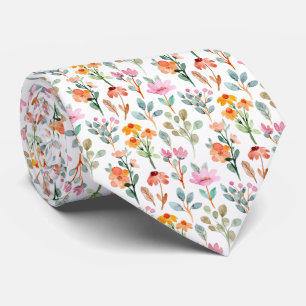 Watercolor Flowers Pattern Tie