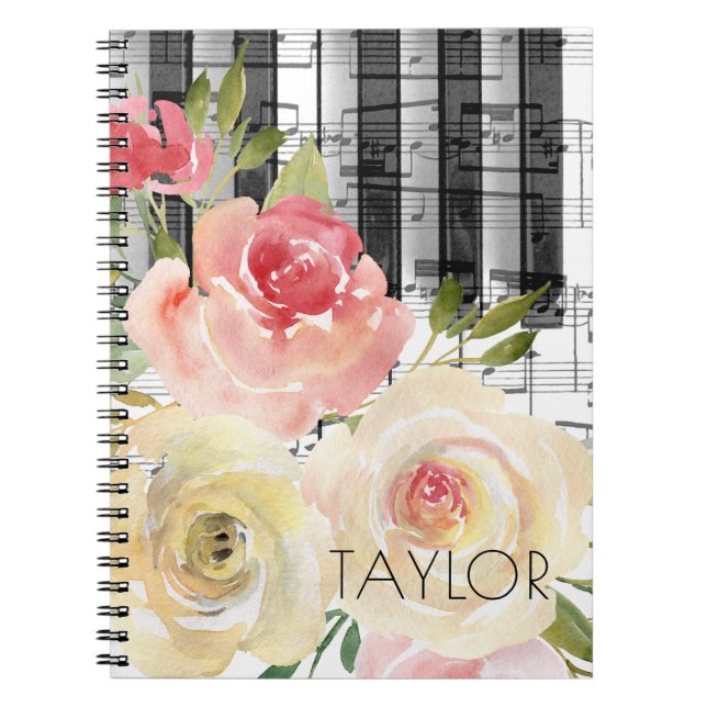 watercolor flowers piano notebook (Front)