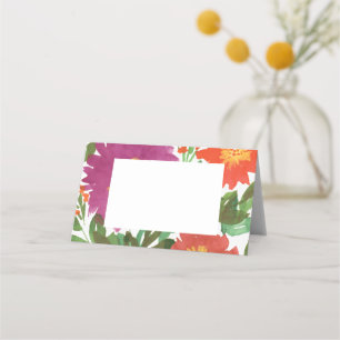 Watercolor Flowers Place Card