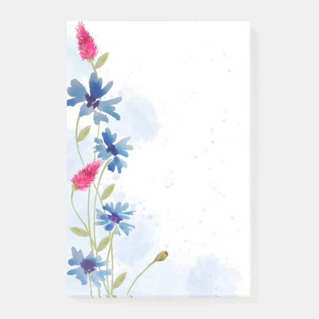 Watercolor Flowers Post-It Notes (Front)