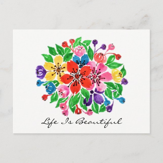 Watercolor Flowers Postcard (Front)