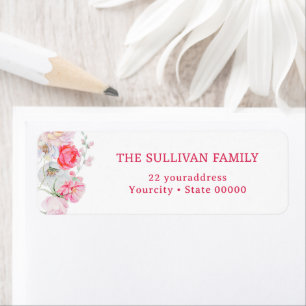 Watercolor flowers return address label