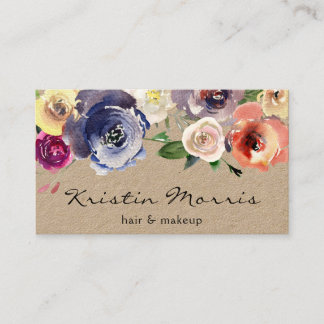 Watercolor Flowers Roses Soft Feminine Floral Business Card