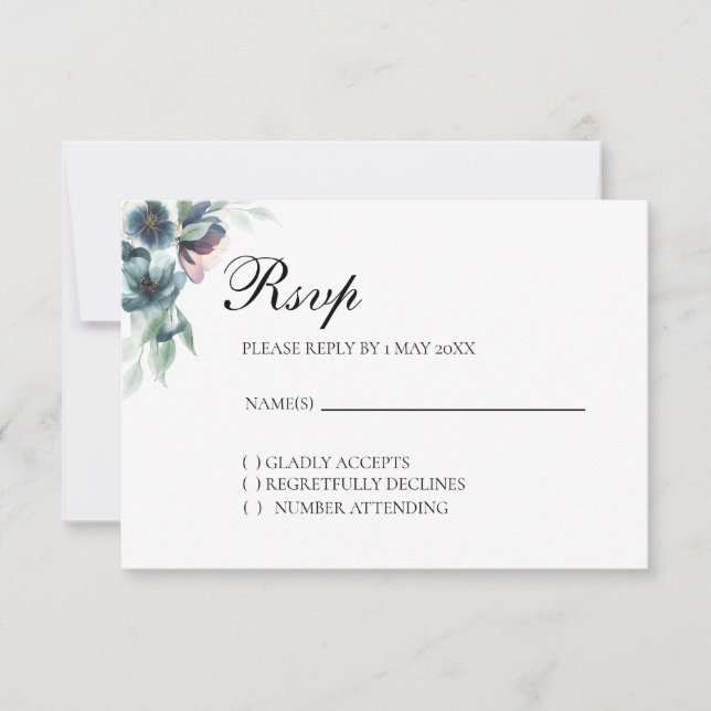 Watercolor flowers RSVP card (Front)
