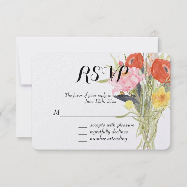 Watercolor Flowers RSVP Card (Front)