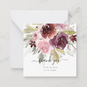 Watercolor Flowers Rustic Blush Burgundy Card