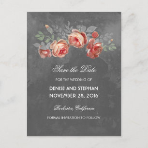 Watercolor Flowers Rustic Vintage Save The Date Announcement Postcard