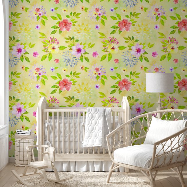 Watercolor Flowers seamless pattern 1 Wallpaper (Kids)