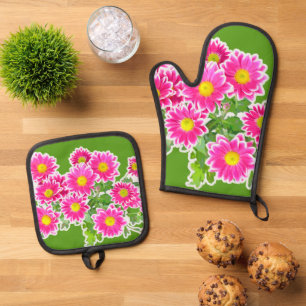 Watercolor Flowers seamless pattern 5a Oven Mitt & Pot Holder Set