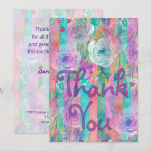 Watercolor Flowers seamless pattern 8 Thank You Card