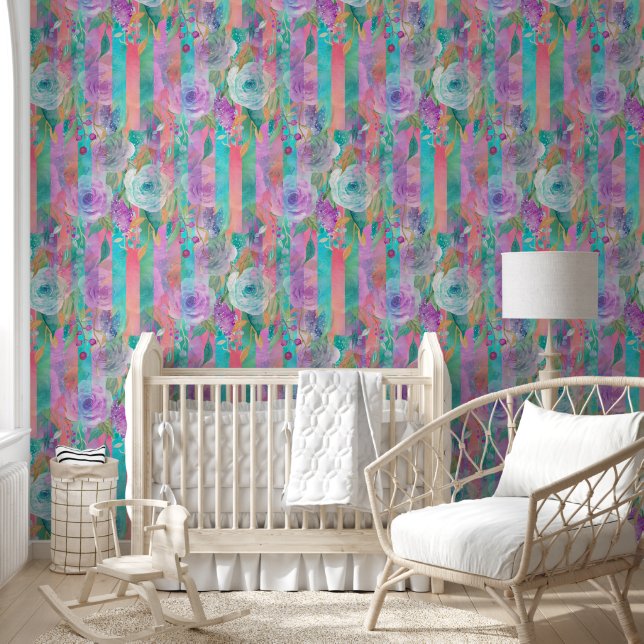 Watercolor Flowers seamless pattern 8 Wallpaper (Kids)