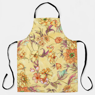 Watercolor flowers seamless pattern apron