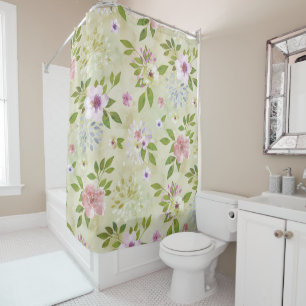 Watercolor Flowers seamless pattern II + your idea Shower Curtain