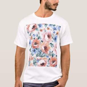 Watercolor flowers, seamless pattern illustration. T-Shirt