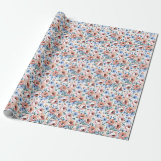 Watercolor flowers, seamless pattern illustration. wrapping paper