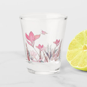 Watercolor flowers shot glass