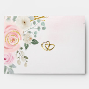 Watercolor Flowers Snowflakes Wedding Envelope