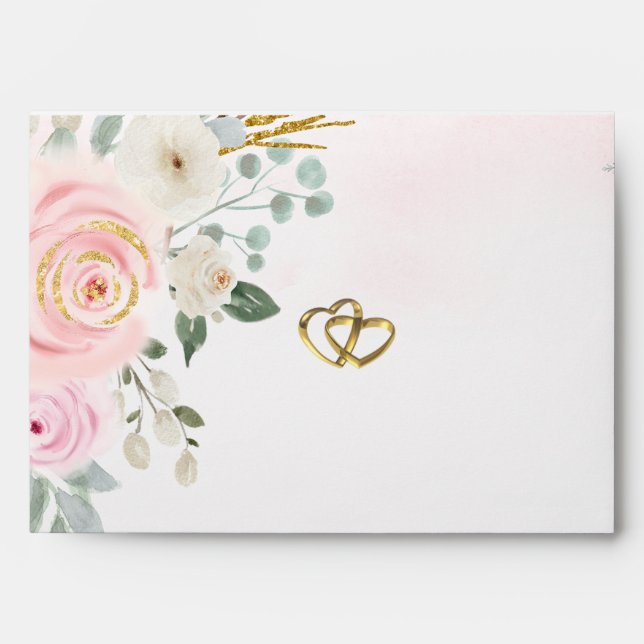 Watercolor Flowers Snowflakes Wedding Envelope (Front)