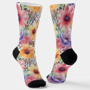 Watercolor Flowers Socks