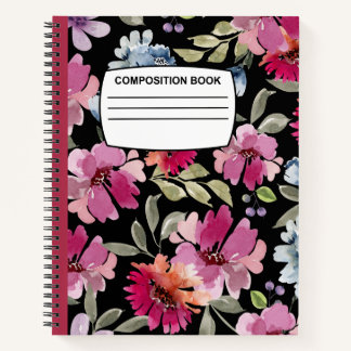 Watercolor flowers Spiral composition Notebook