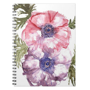 Watercolor flowers spiral notebook
