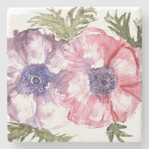 Watercolor flowers stone coaster