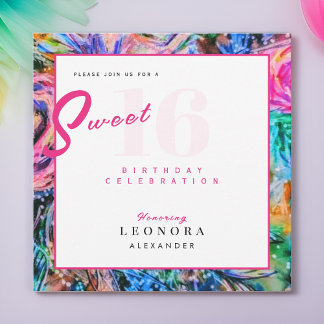 Watercolor Flowers Sweet Sixteen 16 Pink Invitation
