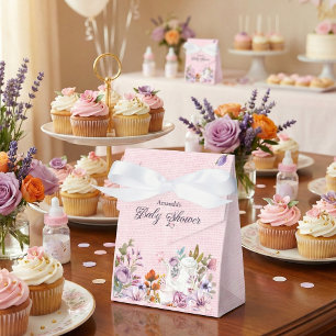 Watercolor Flowers Tea Party Theme Baby Shower Favour Box