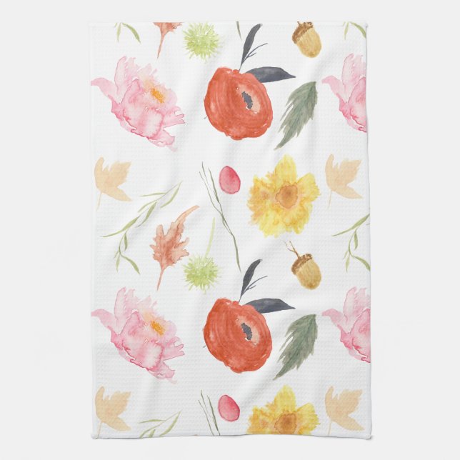 Watercolor Flowers Tea Towel (Vertical)