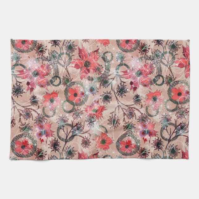 Watercolor, flowers . tea towel (Horizontal)