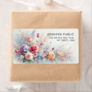 Watercolor Flowers Template Shipping Address