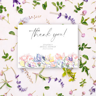 Watercolor flowers - thank you bridal shower card